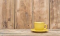 Yellow coffee cup and saucer