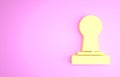 Yellow Coffee tamper icon isolated on pink background. Minimalism concept. 3d illustration 3D render Royalty Free Stock Photo