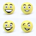 Yellow color face emojis. All in smiley and funy mood.