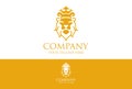 Yellow Color Face King Lion Logo Design