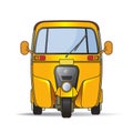 Yellow color three wheeler on smooth shadow