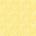 Yellow color pattern with eggs decorated in white circles in doodle style