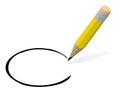 Yellow color pencil. Write a circle. A pencil with an eraser Royalty Free Stock Photo