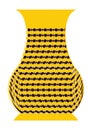 Yellow color, pottery shape, flower vase vector design having in black stripes