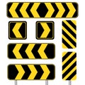 Yellow sharp curve transportation sign set in white background Royalty Free Stock Photo