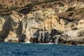 Yellow color shoreline of Milos island Royalty Free Stock Photo