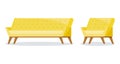 Yellow color soft sofa and armchair icon set isolated on white background Royalty Free Stock Photo