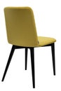 Yellow color stool. Modern designer stool on white background. Textile stool.