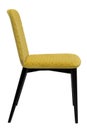 Yellow color stool. Modern designer stool on white background. Textile stool.
