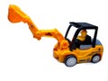 Yellow Color Toy Excavator on Isolated White Background Royalty Free Stock Photo