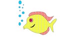 Yellow colored in colorful circles, goggle-eyed fish lets