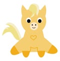 A yellow-colored cute little poni vector or color illustration Royalty Free Stock Photo