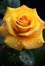 Single stem of yellow rose with waterdroplets Royalty Free Stock Photo