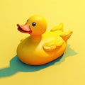 Yellow colored rubber duckie in a water illustration