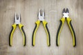 Yellow combination pliers and side cutters Royalty Free Stock Photo