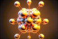 Yellow composite atom orbit with rays emanating from center of core