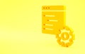 Yellow Computer api interface icon isolated on yellow background. Application programming interface API technology Royalty Free Stock Photo