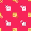Yellow Computer api interface icon isolated seamless pattern on red background. Application programming interface API Royalty Free Stock Photo