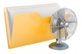 Yellow computer folder icon with table fan, 3D rendering Royalty Free Stock Photo