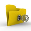 Yellow computer folder with key