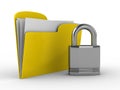 Yellow computer folder with lock