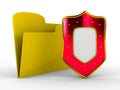 Yellow computer folder with shield