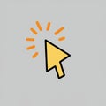 A yellow computer mouse cursor icon, stylized with a black outline set against a plain Royalty Free Stock Photo