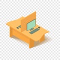 Yellow computer table icon, isometric 3d style Royalty Free Stock Photo