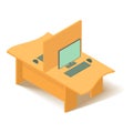 Yellow computer table icon, isometric 3d style Royalty Free Stock Photo