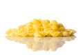 Yellow Conchiglie Rigate on White Background