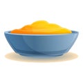 Yellow condiment bowl icon, cartoon style Royalty Free Stock Photo