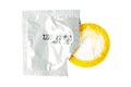 Yellow condom with open pack