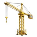 Yellow construction crane isolated on white background for building industry projects Royalty Free Stock Photo