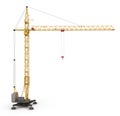 Yellow construction crane on white