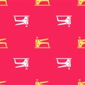 Yellow Construction stapler icon isolated seamless pattern on red background. Working tool. Vector Illustration Royalty Free Stock Photo