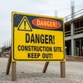 Yellow construction warning sign with bold black text: Danger Royalty Free Stock Photo