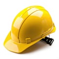 Yellow construction worker helmet isolated on white background for safety designs, Ai Generated Royalty Free Stock Photo