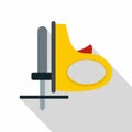 Yellow cordless reciprocating saw icon, flat style