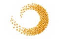 Yellow corn kernels forming circular pattern isolated on transparent background for food concept Royalty Free Stock Photo
