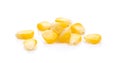 Yellow corn grains on white background Royalty Free Stock Photo