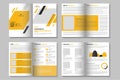 Yellow corporate business brochure template and multi-page annual report brochure layout design, company profile, Project