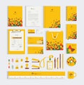 Yellow corporate business stationery set template mockup design Royalty Free Stock Photo