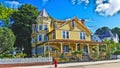 The Yellow Cottage on Mackinac Island Royalty Free Stock Photo