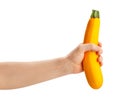 Yellow courgette in hand Royalty Free Stock Photo