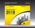 Yellow Cover Desk Calendar 2018 Design, flyer template, ads Royalty Free Stock Photo