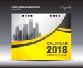 Yellow cover Desk Calendar 2018 Year, template design Royalty Free Stock Photo