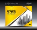 Yellow Cover Desk Calendar 2018 Design, flyer template Royalty Free Stock Photo