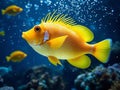 Yellow Cowfish in Azure Aquarium Royalty Free Stock Photo
