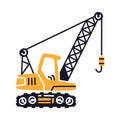Yellow Crane as Construction Equipment and Heavy Machine for Industrial Work Vector Illustration Royalty Free Stock Photo