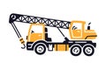 Yellow Crane as Construction Equipment and Heavy Machine for Industrial Work Vector Illustration Royalty Free Stock Photo